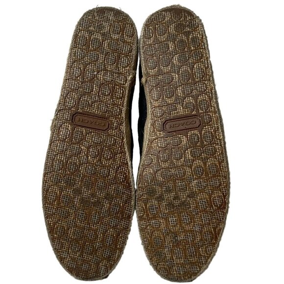 Coach Navy Blue Jacquard Logo Print Flat Espadrilles - Picture 6 of 7